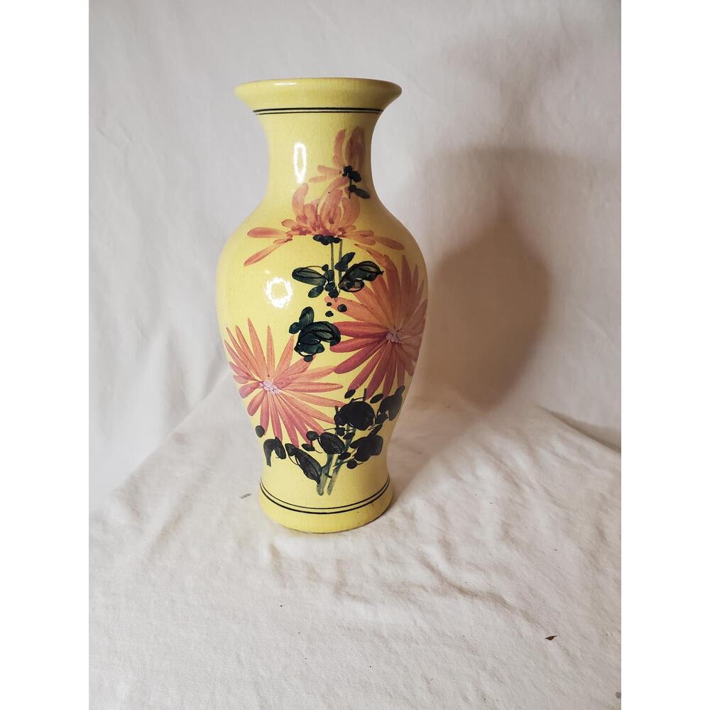 Beautiful Yellow Painted Floral Vase